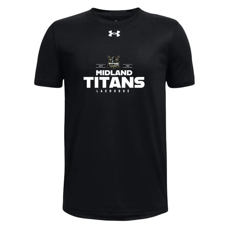 MTL - UA Youth Team Tech S/S (001 Black/White, YS, MIDLAND TITANS - Full Front (MTLDTF-D2Y))